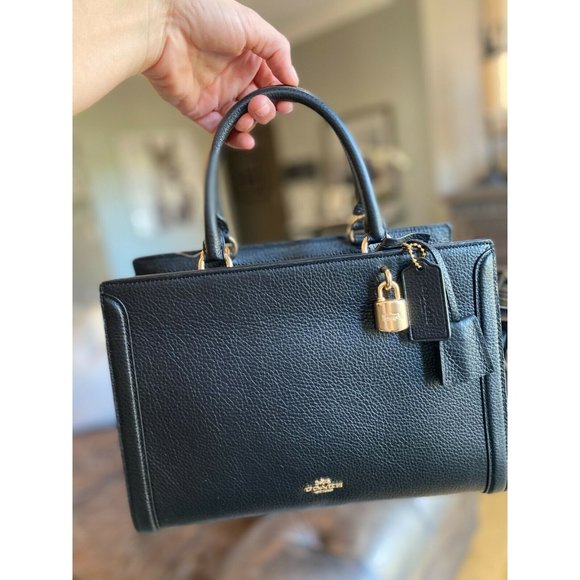 NWT Coach Zoe Black Pebbled Leather Carryall - Picture 8 of 12